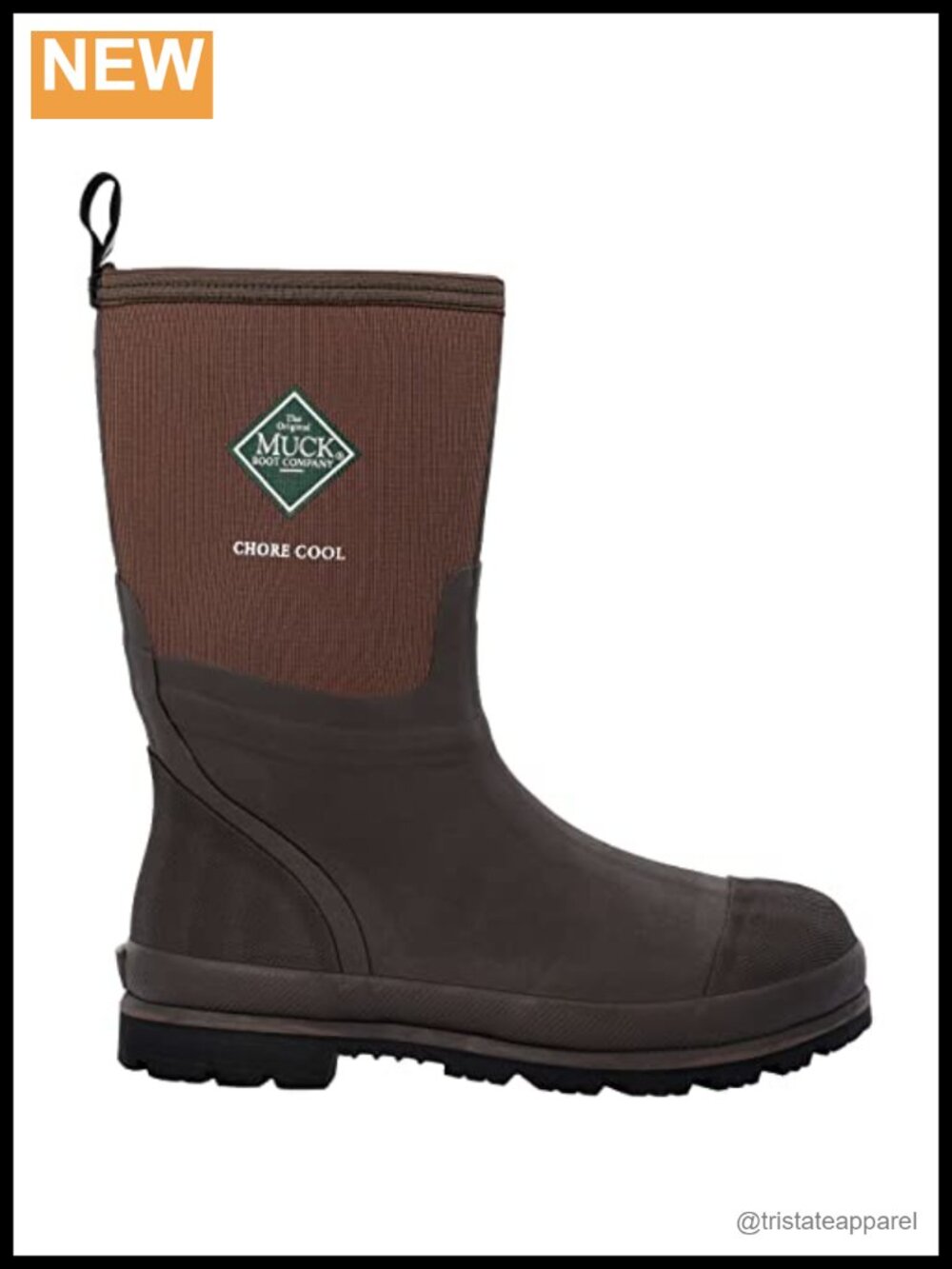 Mid-Calf Pull-On Rubber Work Boots Waterproof Steel Shank Arch Support